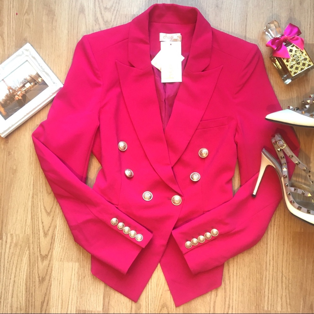 NWT Choosy “Betsy” Fuscia double breasted Blazer